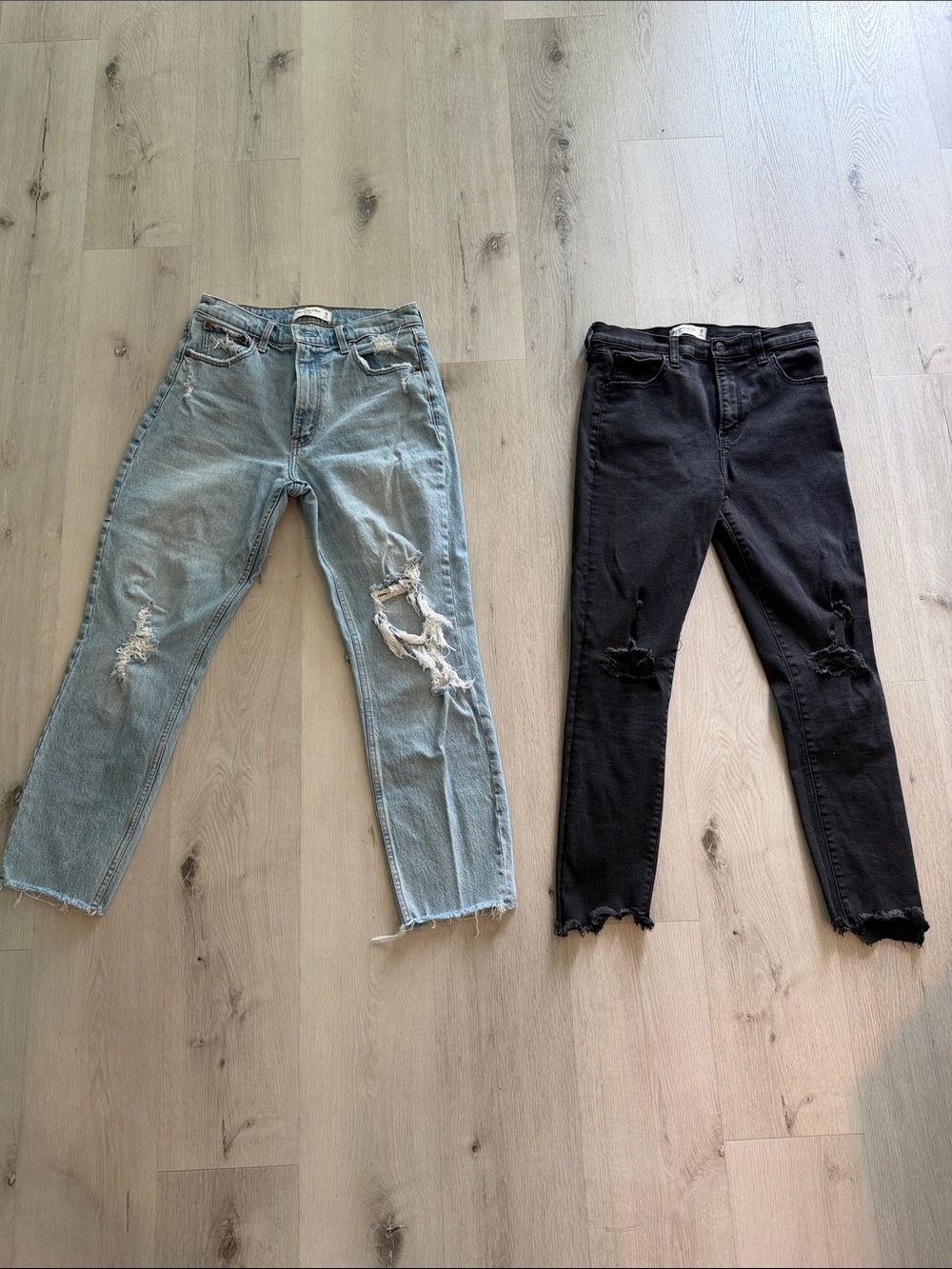 Abercrombie & Fitch Light Blue The Mom and Black Super Skinny High-Rise Jeans